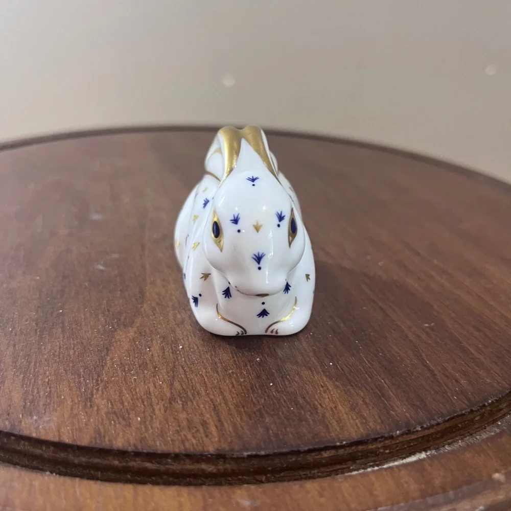 Vtg Royal Crown Derby Bunny Rabbit Paperweight Gold Stopper Bone China LV 1992